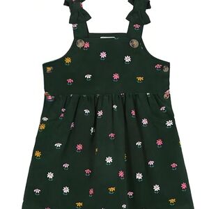 Corduroy Floral Green Kids Dress